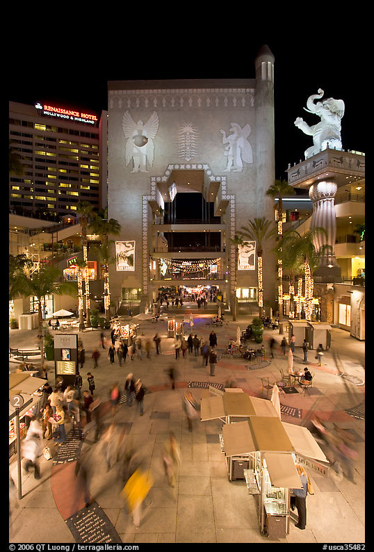 Hollywood and Highland shopping and entertainment complex at night. Hollywood, Los Angeles, California, USA