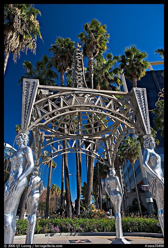 Gazebo with statues of Dorothy Dandridge, Dolores Del Rio, Mae West,  and Anna May Wong. Hollywood, Los Angeles, California, USA