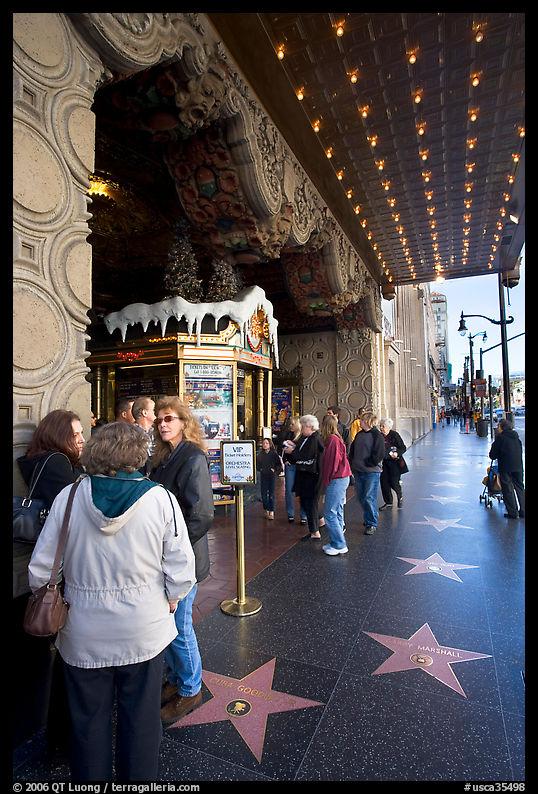 Stars of the Walk of fame in front of the  El Capitan Theatre. Hollywood, Los Angeles, California, USA