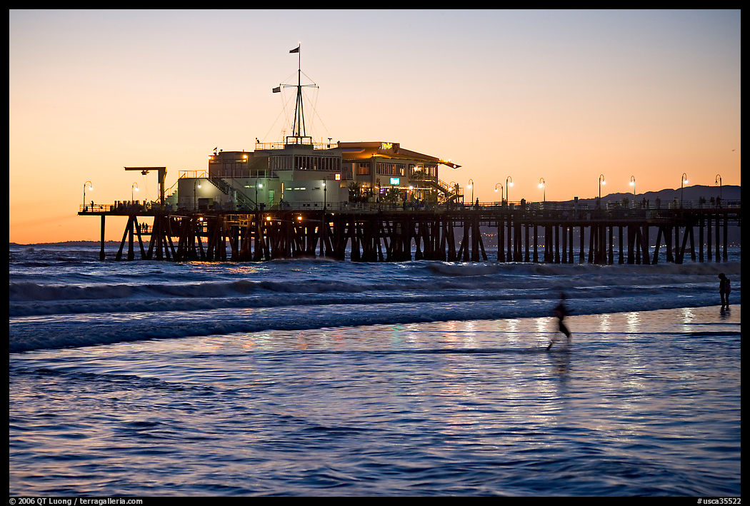 Pier at sunset. Santa Monica, Los Angeles, California, USA