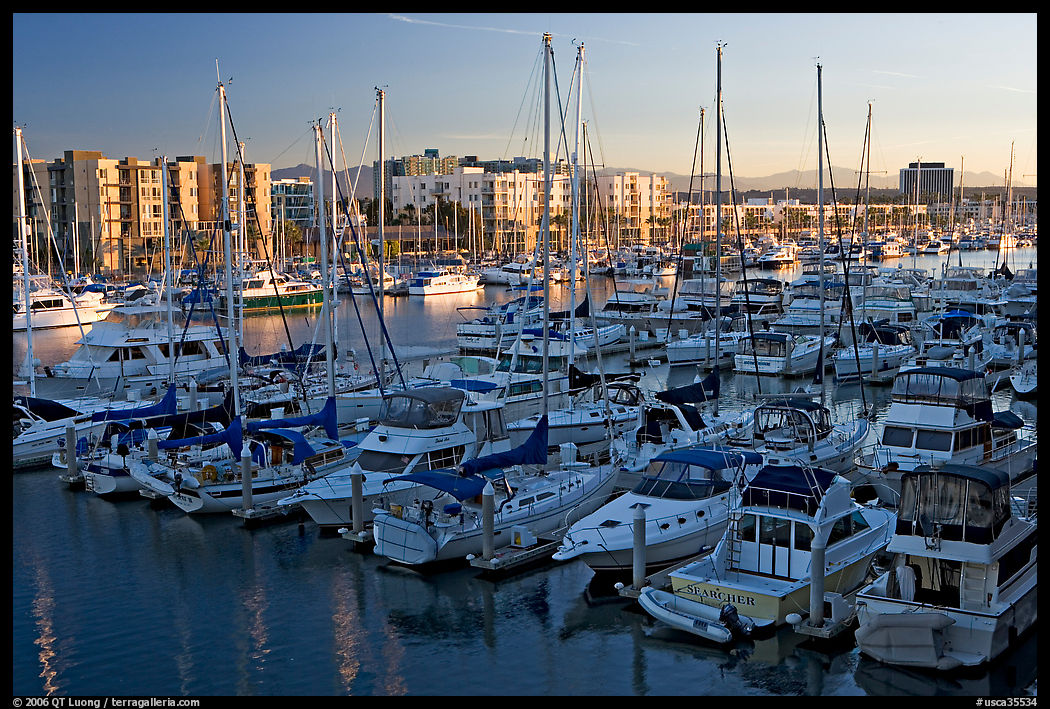 Marina at sunrise. Marina Del Rey, Los Angeles, California, USA