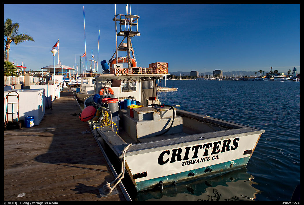Fishing boat and deck. Marina Del Rey, Los Angeles, California, USA