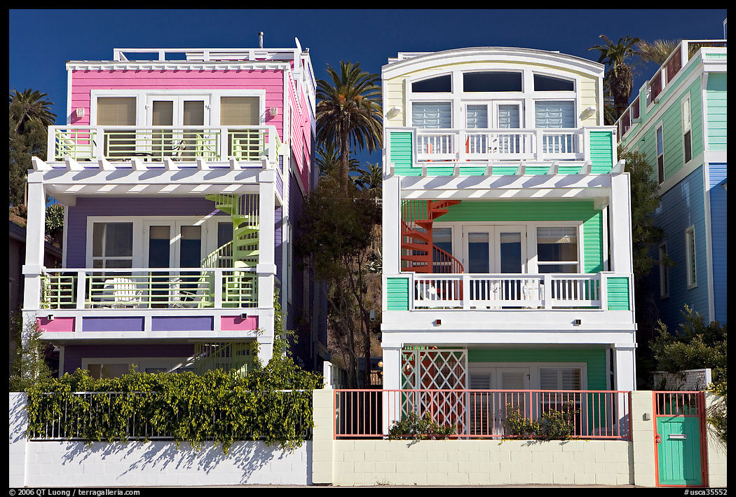 Colorful beach houses. Santa Monica, Los Angeles, California, USA