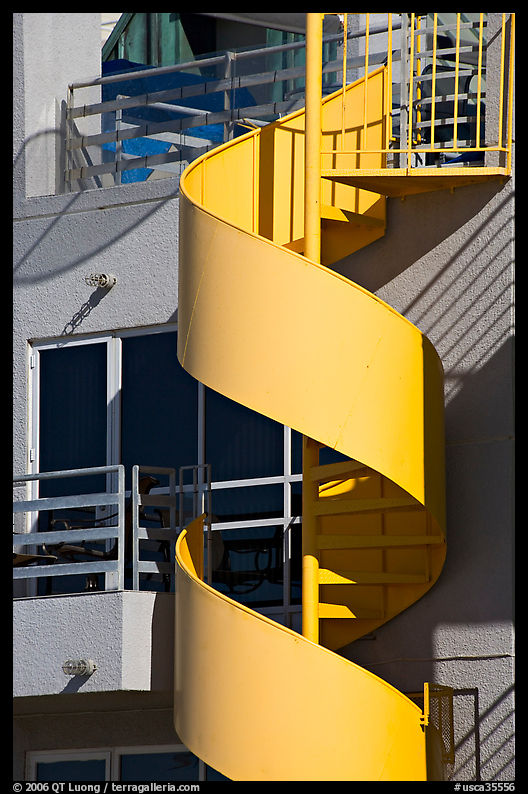 Detail of outdoor spiral staircase. Santa Monica, Los Angeles, California, USA