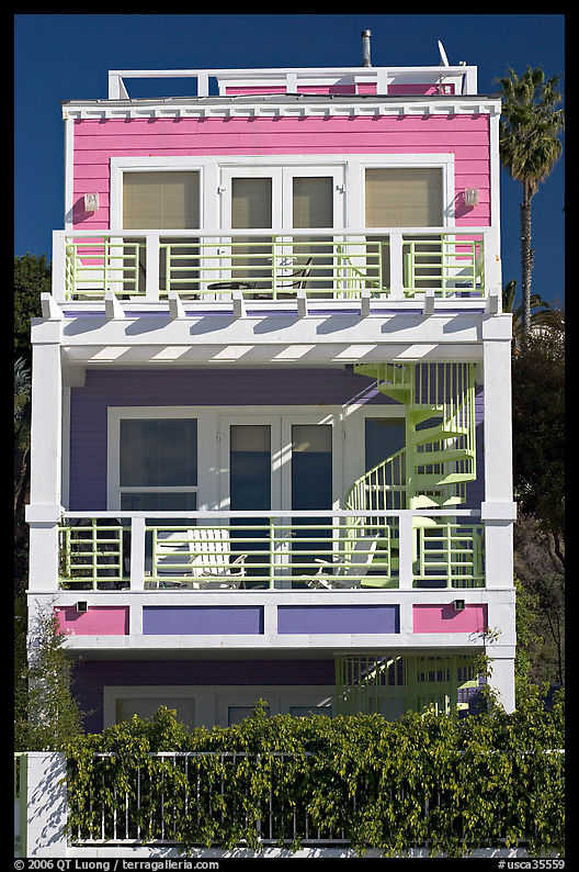Colorful beach house. Santa Monica, Los Angeles, California, USA