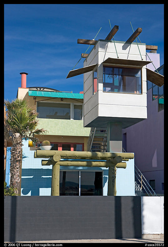 Beach house with lookout tower. Venice, Los Angeles, California, USA