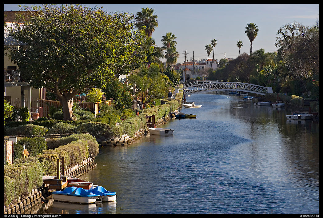 Residences along canals. Venice, Los Angeles, California, USA