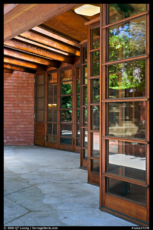 Windows arranged in hexagonal pattern, Hanna House. Stanford University, SF Bay area, California, USA