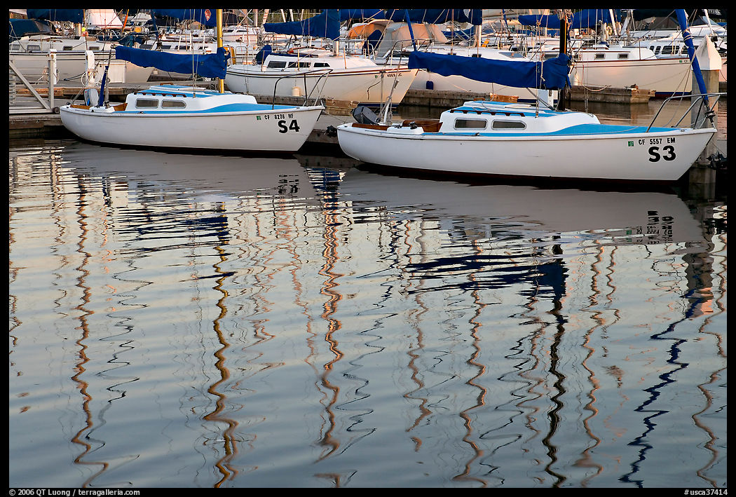 Marina reflexions. Redwood City, SF Bay area, California, USA