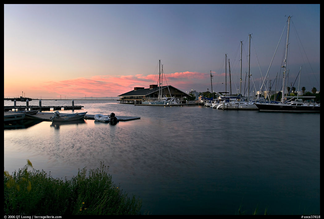 Marina, sunset. Redwood City, SF Bay area, California, USA