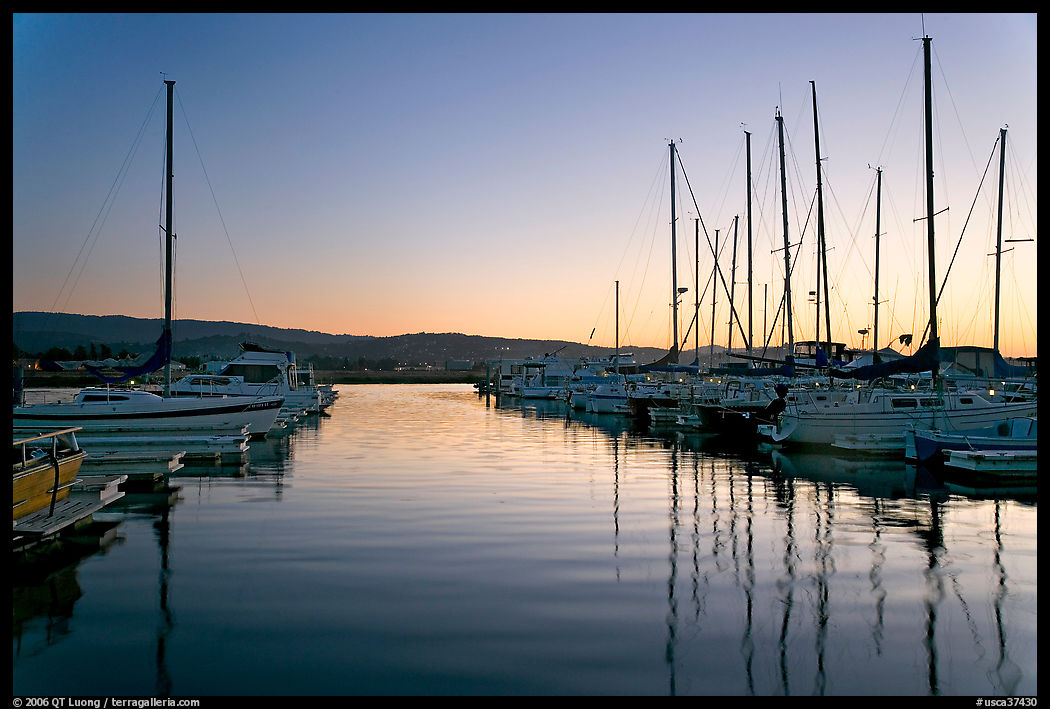 Marina, sunset. Redwood City, SF Bay area, California, USA