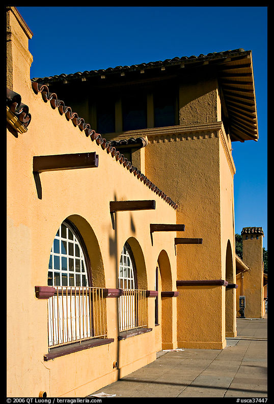 Burlingame train station, in mission revival style. Burlingame, SF Bay area, California, USA