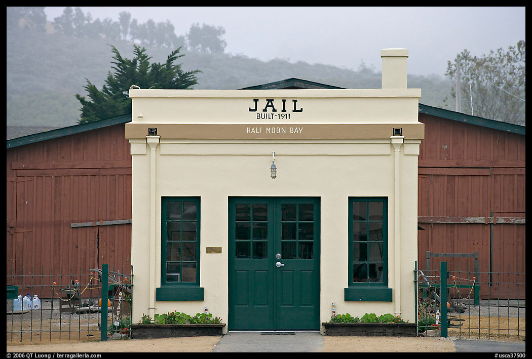 Tiny historic jail. Half Moon Bay, California, USA