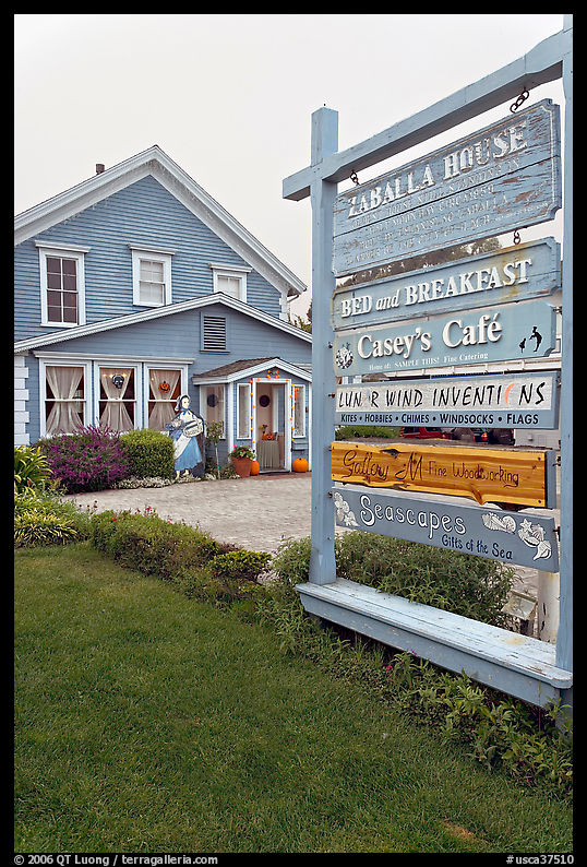 Zabella House and signs. Half Moon Bay, California, USA
