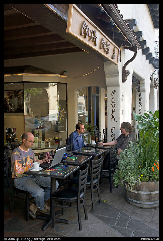 Men sitting at Cafe. Palo Alto, SF Bay area, California, USA