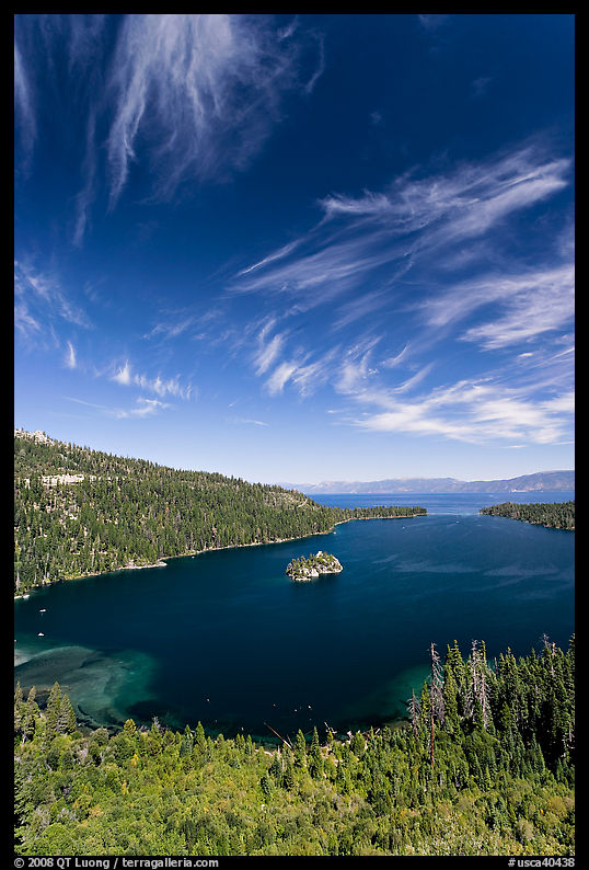 Emerald Bay and Lake Tahoe, Emerald Bay State Park, California. USA