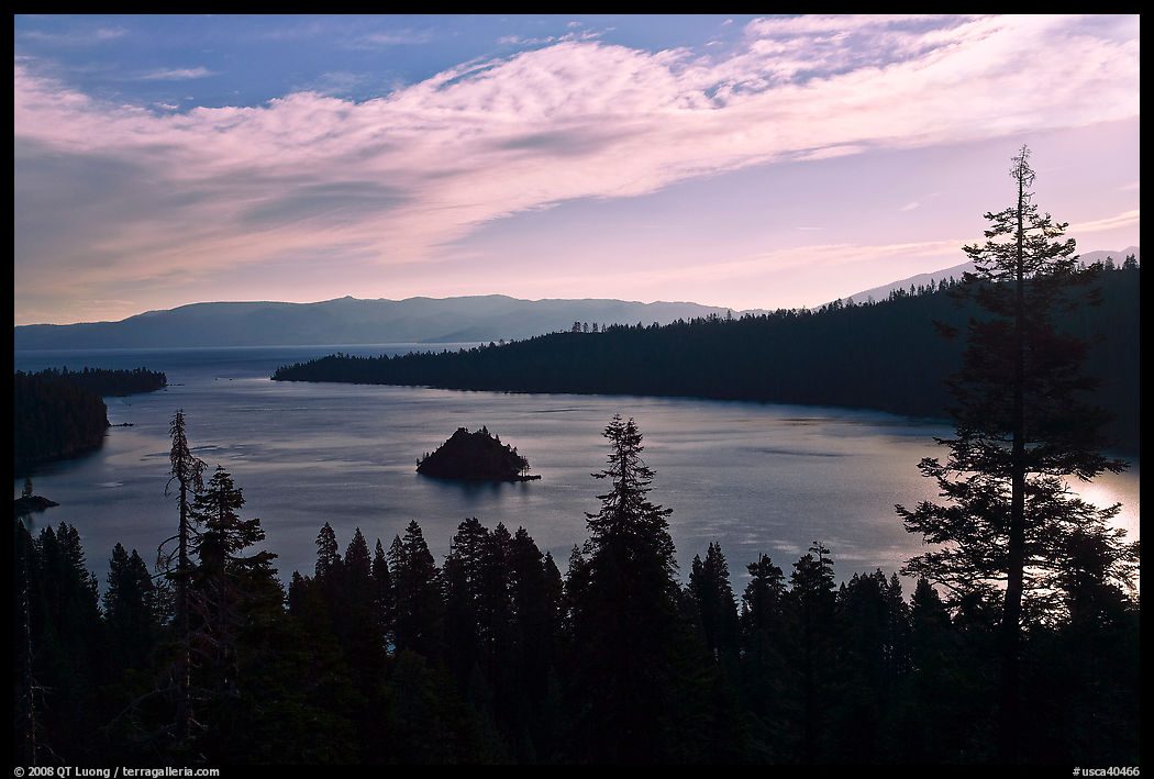 Emerald Bay, Fannette Island, and Lake Tahoe, morning, California. USA