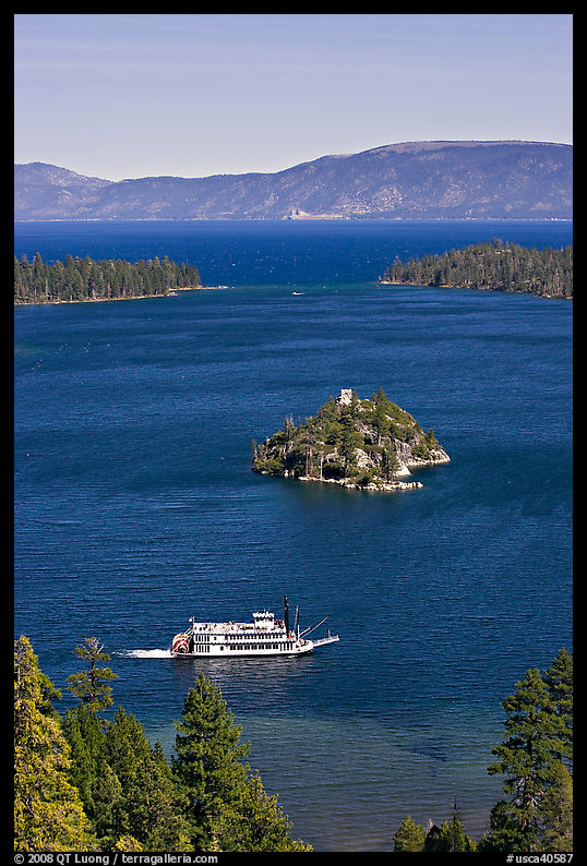 Paddle boat, Emerald Bay, Fannette Island, and Lake Tahoe, California. USA