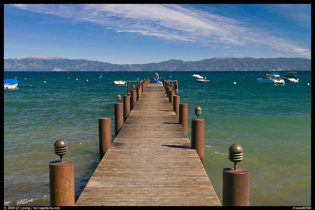 Wooden dock, West shore, Lake Tahoe, California. USA