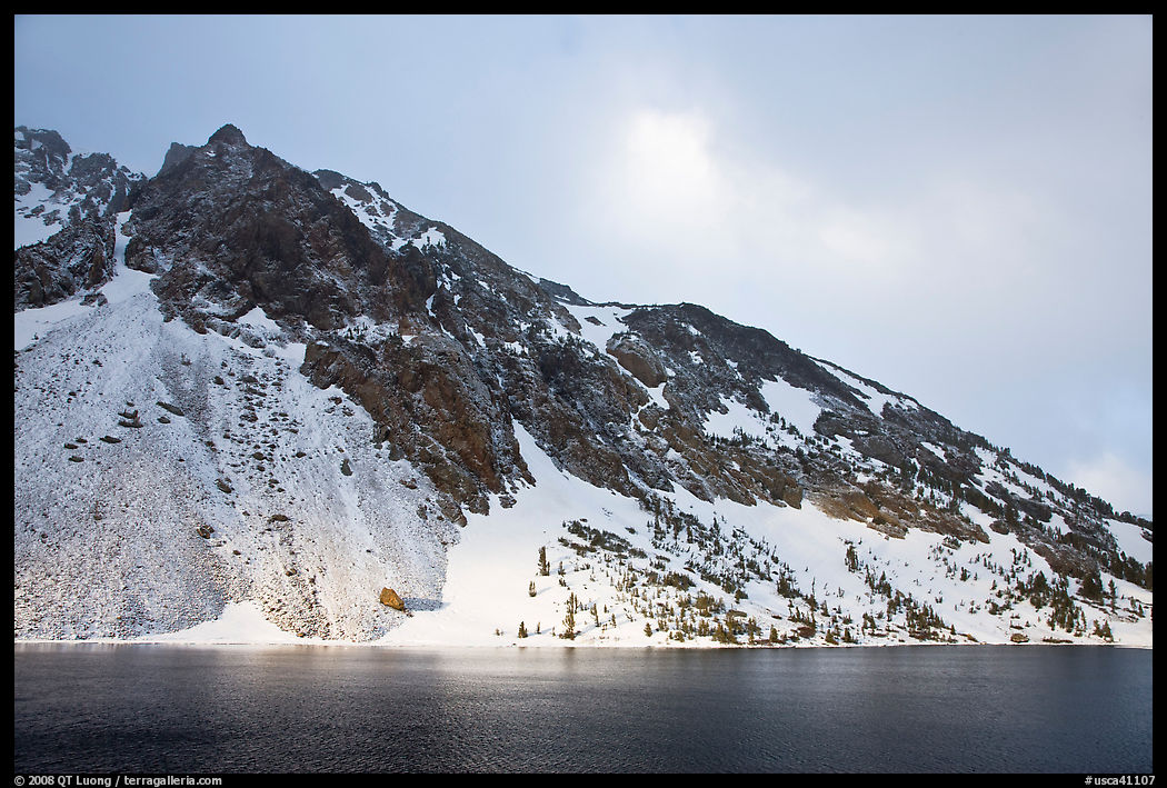 Peak with fresh snow, Ellery Lake. California, USA