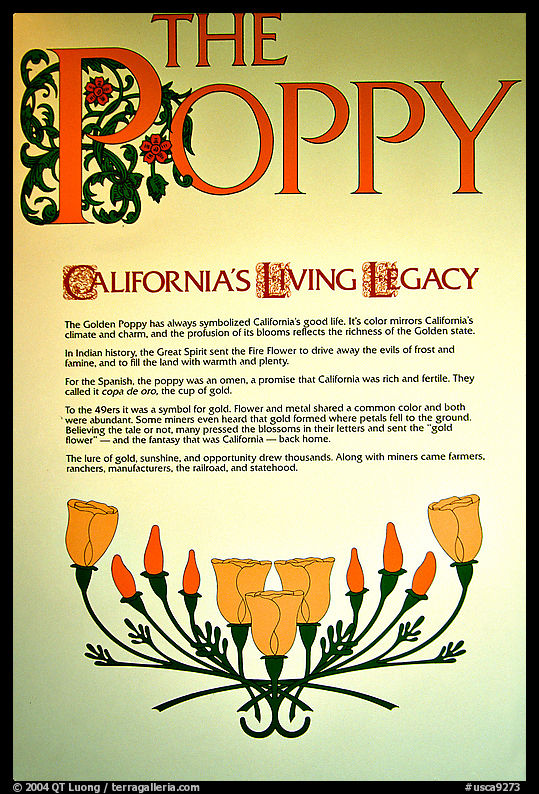 Sign about the California Poppy. Antelope Valley, California, USA