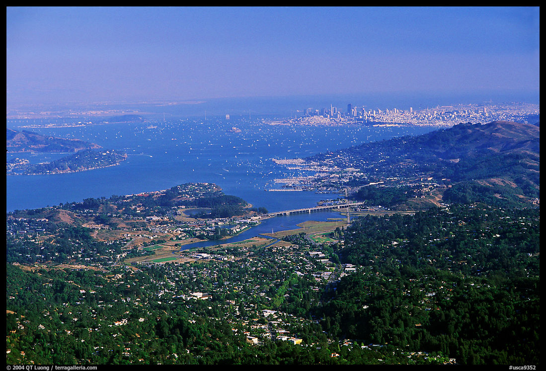San Francisco and the Bay Area seen from Mt Tamalpais. SF Bay area, California, USA