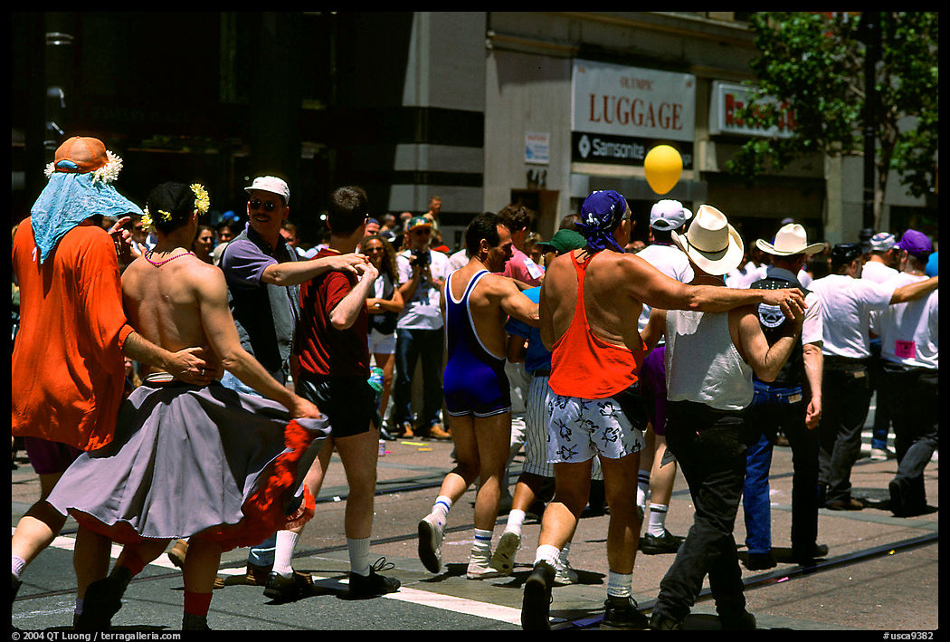 People marching during the Gay Parade. San Francisco, California, USA