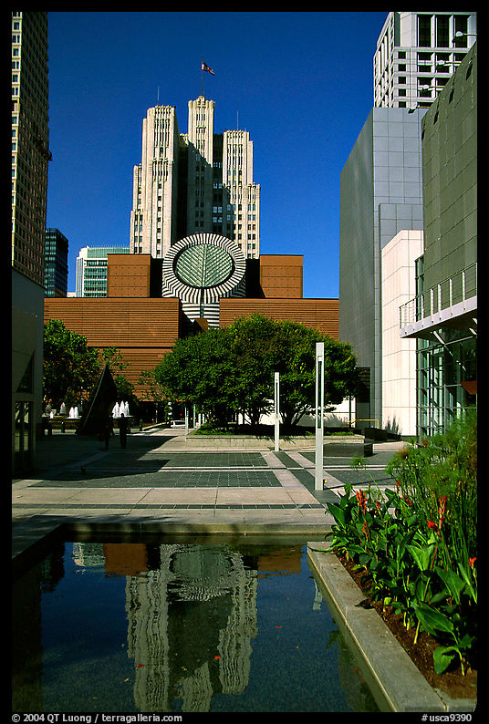 Museum of Modern Art from Yerba Buena Gardens. San Francisco, California, USA
