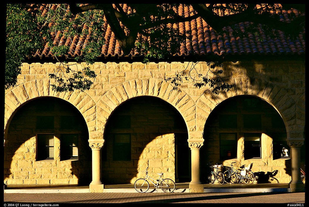 Arches of the Quad in mauresque style. Stanford University, SF Bay area, California, USA