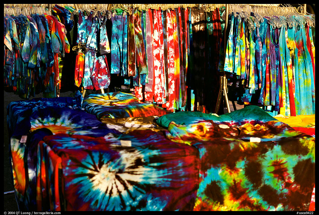 Colorful Tye die T-shirts for sale, Berkeley. Berkeley, California, USA