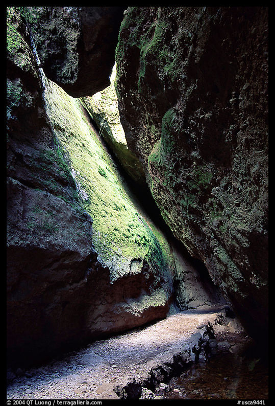 Rocks and path in Bear Gulch Caves, Pinnacles National Monument. California, USA