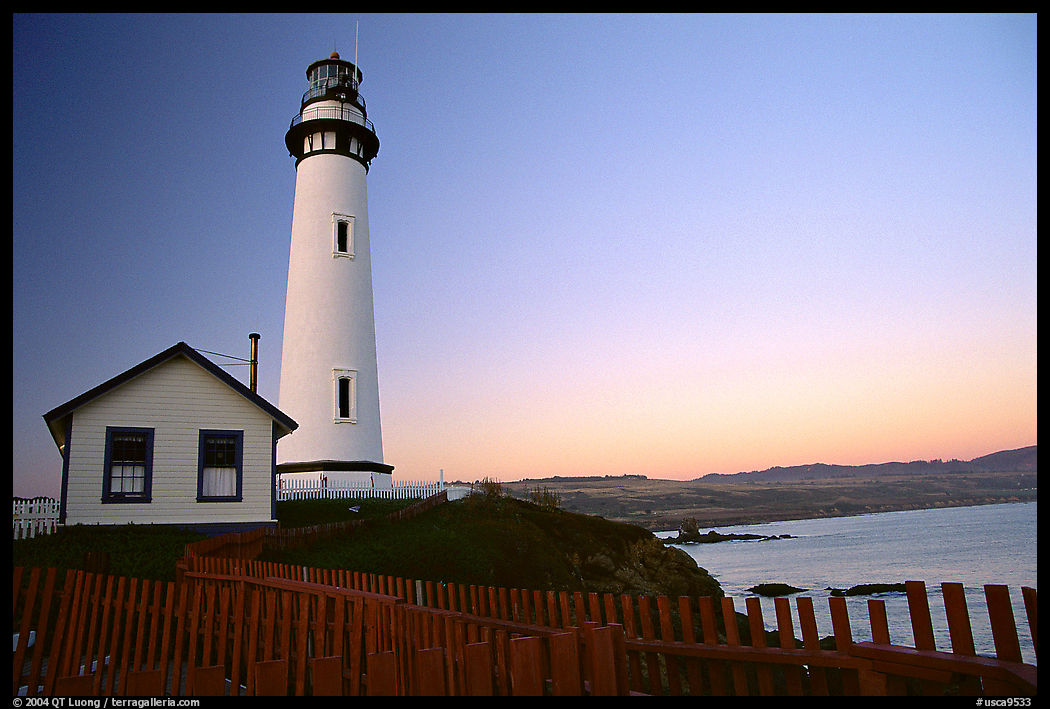 Pigeon Point Lighthouse, dusk. San Mateo County, California, USA