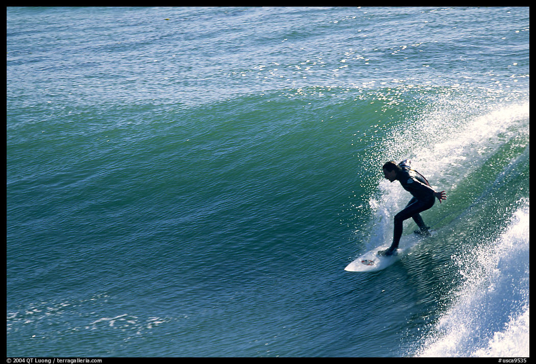 Surfer, morning. Santa Cruz, California, USA