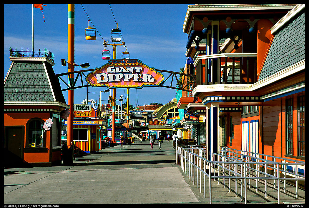 Boardwalk amusement park, morning. Santa Cruz, California, USA