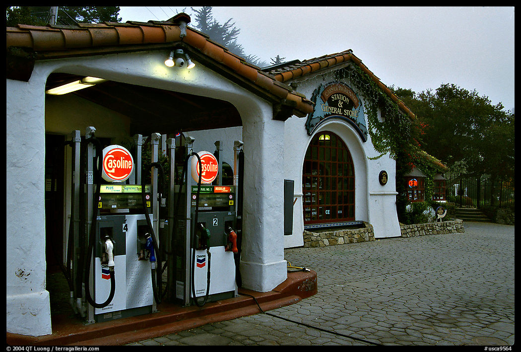 Gas station, highway 1. Carmel, California, USA