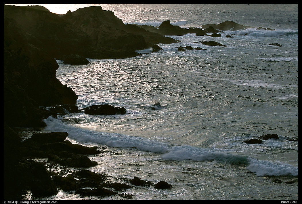 Rocks and surf, Garapata State Park, afternoon. Big Sur, California, USA