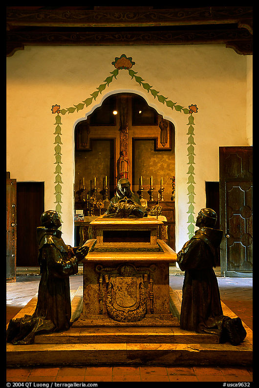 Statues of the fathers, Carmel Mission. Carmel, California, USA