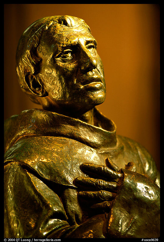 Statue of Father Junipero Serra, Carmel Mission. Carmel, California, USA