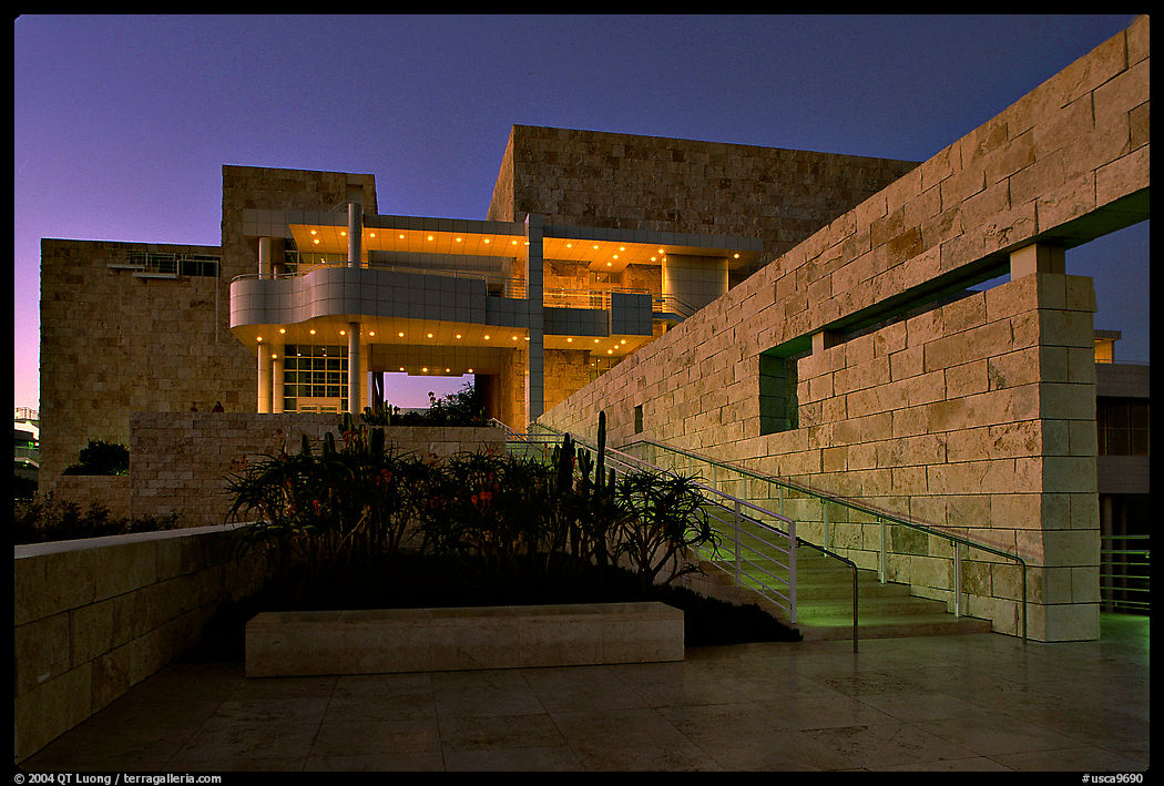 Getty Museum at dusk. Brentwood, Los Angeles, California, USA<p>The name <i>Getty Museum</i> is a trademark of the J. Paul Getty Trust. terragalleria.com is not affiliated with the J. Paul Getty Trust.