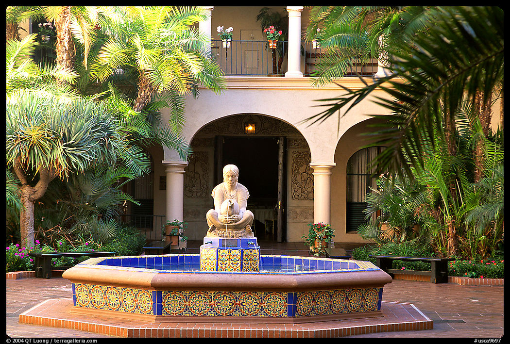 Courtyard with fountain, Balboa Park. San Diego, California, USA