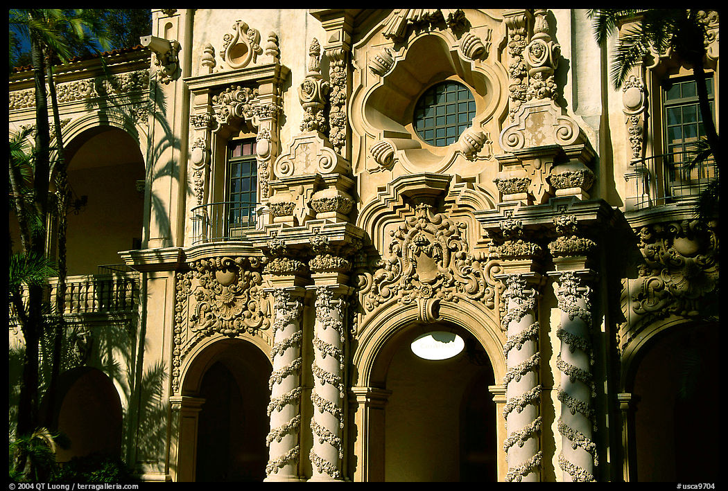 Casa Del Prado gate, afternoon, Balboa Park. San Diego, California, USA