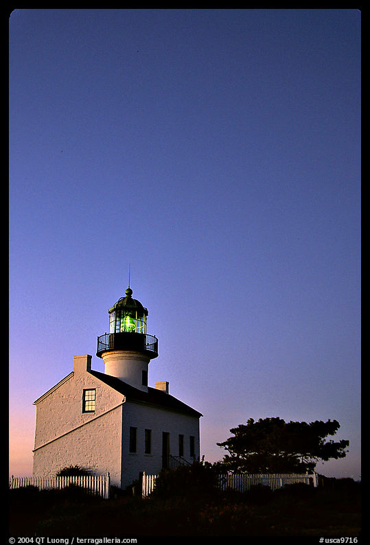 Old Point Loma Lighthouse, dusk. San Diego, California, USA