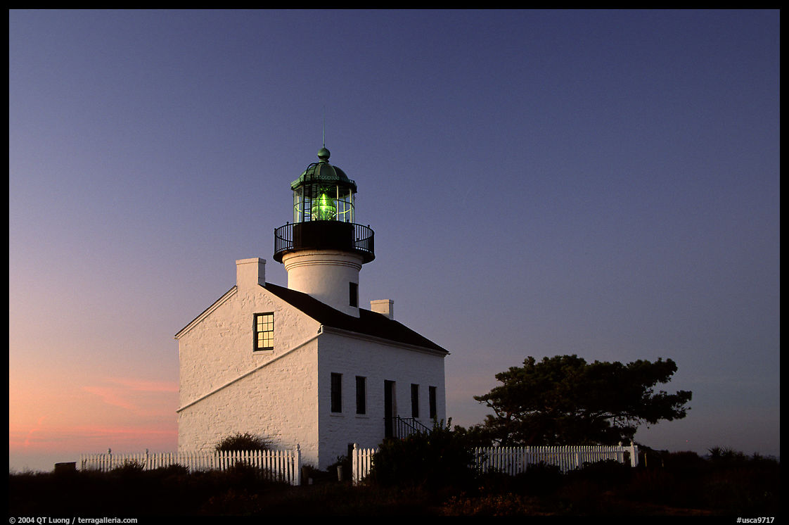 Old Point Loma Lighthouse, dusk. San Diego, California, USA