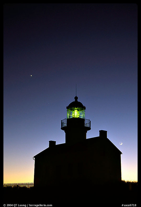 Old Point Loma Lighthouse, dusk. San Diego, California, USA
