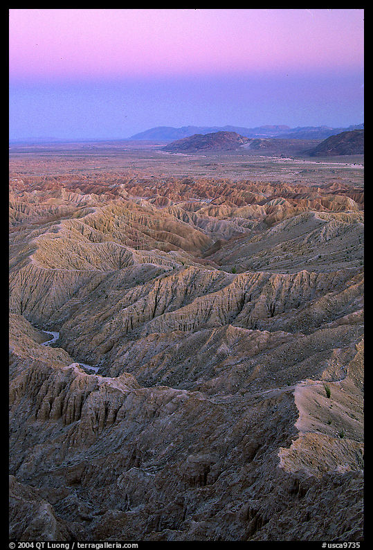 Badlands at dusk, Font Point. Anza Borrego Desert State Park, California, USA