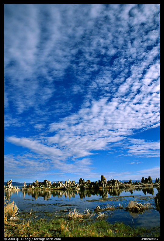 Clouds and Tufa towers, morning. Mono Lake, California, USA