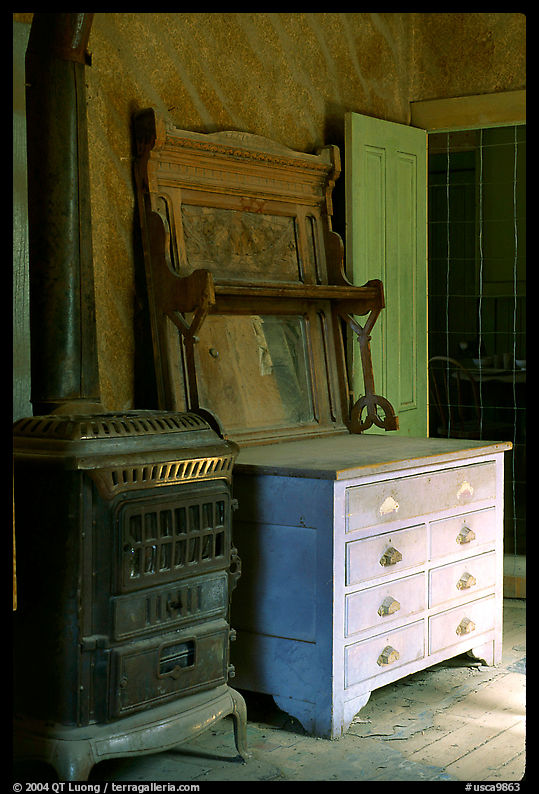 Interior furnishings, Ghost Town, Bodie State Park. California, USA