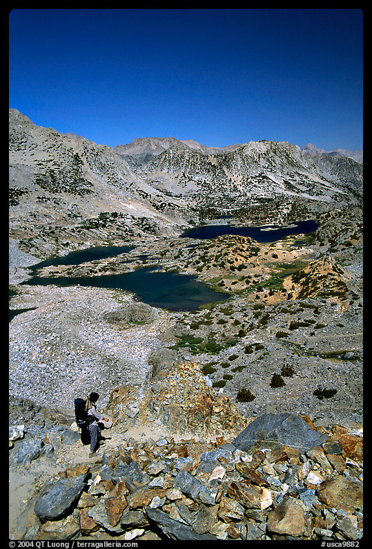 Chain of lakes seen from Bishop Pass, Inyo National Forest. California, USA