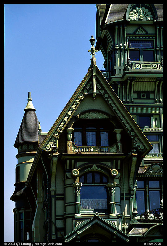 Detail of Victorian architecture of Carson Mansion, Eureka. California, USA