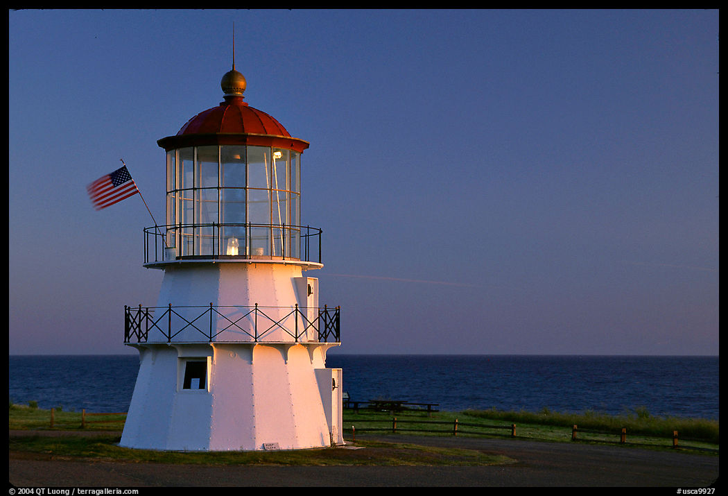 Lighthouse at sunset, Shelter Cove, Lost Coast. California, USA